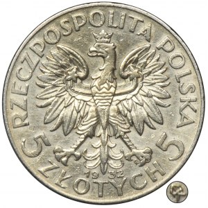 Głowa Kobiety, 5 złotych Warszawa 1932 - RZADKIE