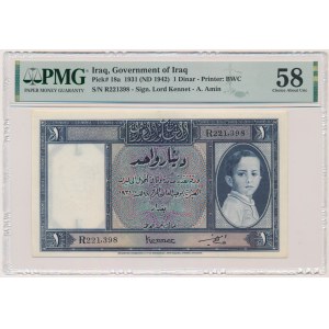 Irak, 1 dinar 1931 (1942) - PMG 58 - RZADKI