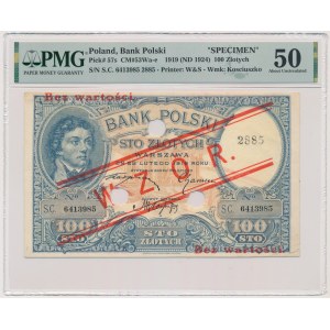 100 zloty 1919 - S.C - MODEL - PMG 50.