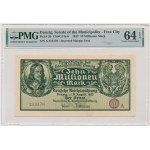Danzig, 10 Millionen Mark 1923 - A - PMG 64 EPQ - Umkehrdruck