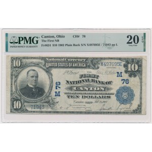 USA, Blue Seal, Canton, Ohio, 10 dolarów 1902 - Lyons & Roberts - PMG 20 EPQ