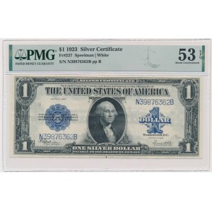 USA, Silver Certificate, 1 dolar 1923 - Speelman & White - PMG 53 EPQ