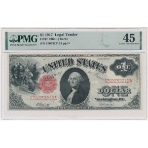 USA, Rotes Siegel, $1 1917 - Elliott &amp; Burke - PMG 45