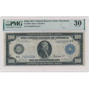 USA, Blue Seal, 100 Dollars 1914 - Burke & Houston - PMG 30