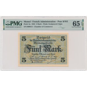 Memel (Klaipeda), 5 Mark 1922 - PMG 65 EPQ