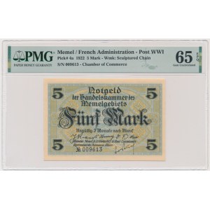 Memel, 5 Mark 1922 - PMG 65 EPQ