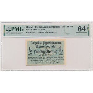 Memel (Kłajpeda), 1/2 marki 1922 - PMG 64 EPQ