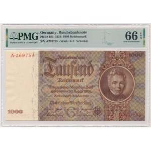 Deutschland, 1.000 Mark 1936 - PMG 66 EPQ