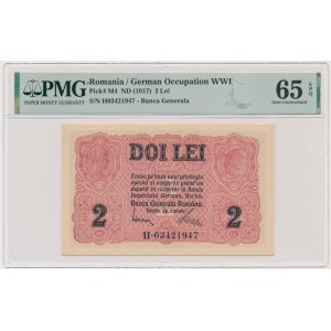 Romania, 2 Lei (1917) - PMG 65 EPQ