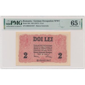 Rumunia, 2 lei (1917) - PMG 65 EPQ