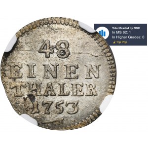 Augustus III of Poland, 1/48 Thaler Dresden 1753 FWôF - NGC MS62