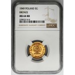5 pennies 1949 - NGC MS64 RB
