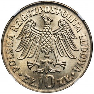10 złotych 1964 Kazimierz Wielki - NGC MS64 - wypukły napis na awersie