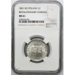 Novemberaufstand, 2 Zloty Warschau 1831 KG - NGC MS61