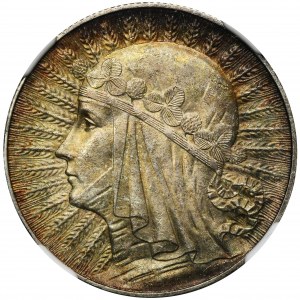 Głowa Kobiety, 5 złotych Londyn 1932 - NGC MS63 - PIĘKNA PATYNA