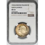 Głowa Kobiety, 5 złotych Londyn 1932 - NGC MS63 - PIĘKNA PATYNA