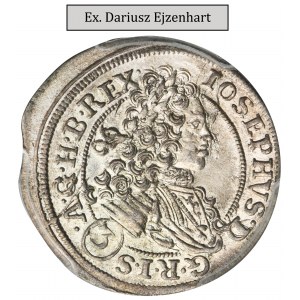 Schlesien, Habsburgische Herrschaft, Joseph I., 3 Krajcary Wrocław 1710 FN - PCGS MS62 - ex. Ejzenhart