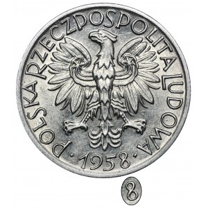 5 złotych 1958 Rybak - wąska ósemka