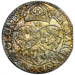 Sigismund III Vasa, 6 Groschen Merienburg 1599 - PCGS MS62 - big head