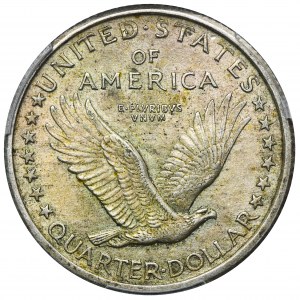 USA, 25 Centów Filadelfia 1917 - PCGS MS62 FH - RZADKIE, Typ 1, odsłonięta pierś