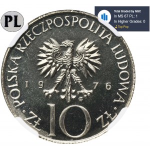 10 złotych 1976 Adam Mickiewicz - NGC MS67 PROOF LIKE - jak lustrzanka