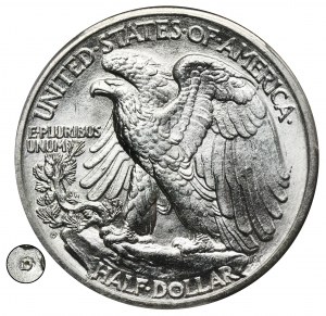 USA, 1/2 Dolara Denver 1934 D - PCGS MS64 - RZADKIE, Walking Liberty