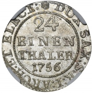 Augustus III of Poland, 1/24 Thaler Dresden 1756 FWôF - NGC MS65