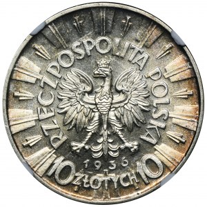 Piłsudski, 10 złotych 1936 - NGC MS63