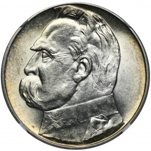 Piłsudski, 10 złotych 1937 - NGC MS62