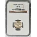 Russland, Nikolaus II, 15 Kopiejek St. Petersburg 1917 BC - NGC MS63 - RARE