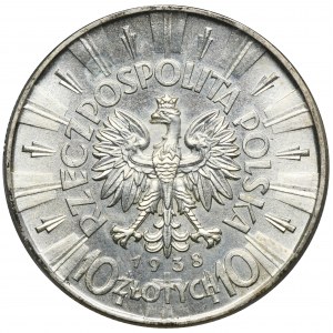 Piłsudski, 10 złotych 1938 - PCGS MS64