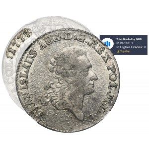 Poniatowski, Złotówka 1777 EB - NGC AU55 - RZADKA