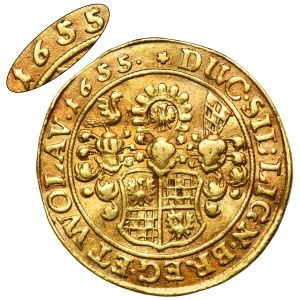 Schlesien, Herzogtum Legnicko-Brzesko-Wołowskie, Jerzy III Brzeski, Ludwik IV Legnicki und Krystian Wołowsko-Oławski, Dukat Brzeg 1655 - SEHR RAR