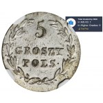 Królestwo Polskie, 5 groszy polskich Warszawa 1825 IB - NGC MS63 - RZADSZE