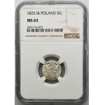 Polish Kingdom, 5 groschen Warsaw 1825 IB - NGC MS63 - RARE