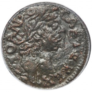 Jan II Kazimierz, Destrukt, Szeląg litewski Ujazdów 1661 - PCGS AU58 - dwie daty