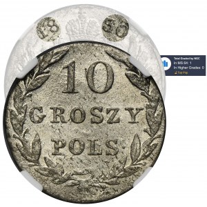 Królestwo Polskie, 10 groszy Warszawa 1830 KG - NGC MS64 - RZADSZE