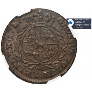 Poniatowski, Trojak Warszawa 1787 EB - NGC MS63 BN - GABINETOWA SZTUKA