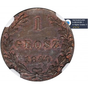 1 grosz Warsaw 1840 MW - NGC MS65 BN