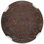 1 grosz Warsaw 1840 MW - NGC MS65 BN