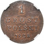 Königreich Polen, 1 polnischer Groschen Warschau 1828 FH - NGC PF65 BN