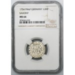 August III Sas, 1/24 Taler (Pfennig) Dresden 1754 FWôF - NGC MS64