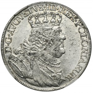 August III Sas, Ort Leipzig 1754 EC - NGC MS61