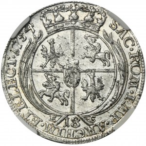 Augustus III of Poland, 1/4 Thaler Leipzig 1754 EC - NGC MS61