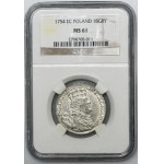 Augustus III of Poland, 1/4 Thaler Leipzig 1754 EC - NGC MS61