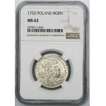 August III. Sachsen, Leipzig 1753 - NGC MS62 - ohne EC