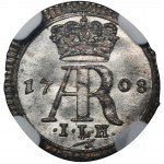 Augustus II the Strong, Pfennig Dresden 1708 ILH - NGC MS66 - VERY RARE