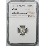 Augustus II the Strong, Heller Dresden 1726 IGS - NGC MS64