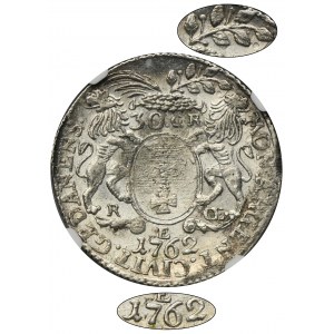 August III of Poland, 30 Groschen Danzig 1762 REOE - NGC AU58