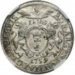 Augustus III of Poland, 1/4 Tlaler Danzig 1759 CHS - NGC MS61 - VERY RARE